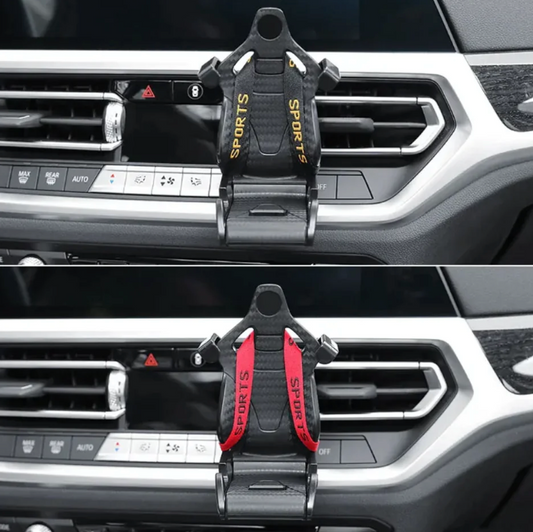 Racing Seat Car Phone Holder - 360° Rotatable Air Vent Clip