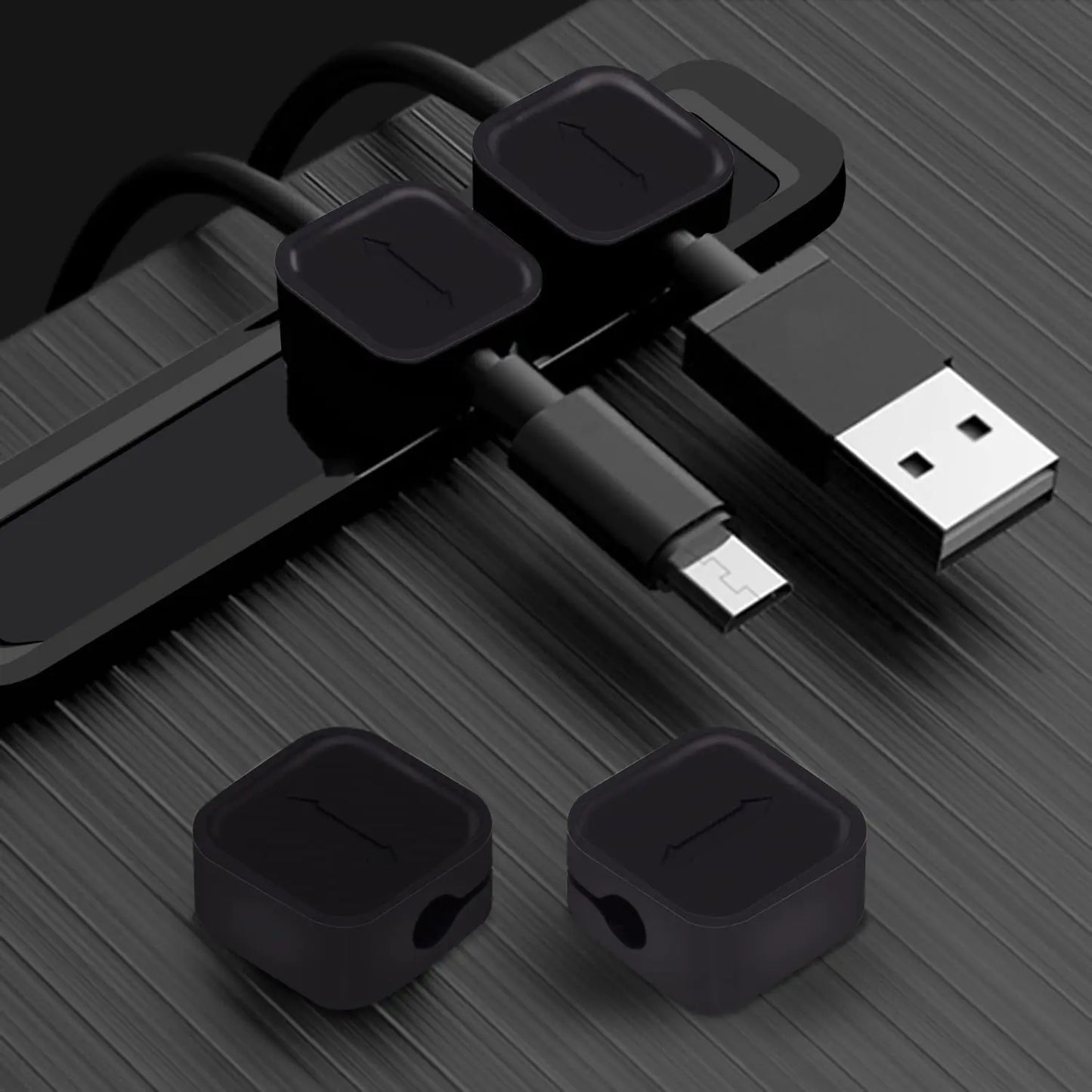 4 Pieces Magnetic Cable Holder Clips Organizer  Black (Fits Max.5mm)